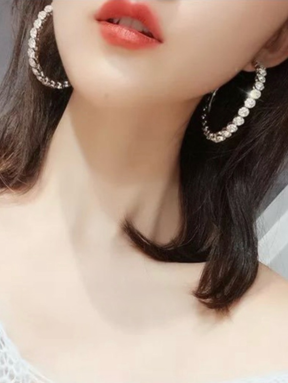 Silver Cubic zirconia AAA Hoop Earrings.